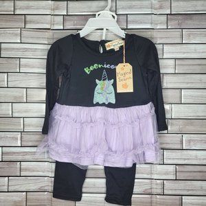 New Baby Halloween Outfit‎ Long Sleeve Black Dress Shirt Unicorn Ghost 12 Months